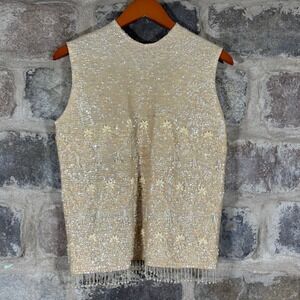 Vintage Beaded Sequin Top Darby Imports Hong Kong Sleeveless Top Rear‎ Zip